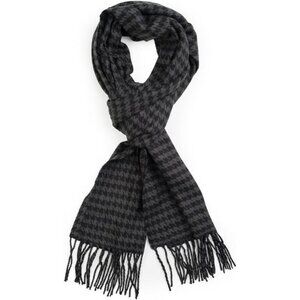Men and Women  Grey Houndstooth Winter Scarf Cashmer Soft Plum Feathers